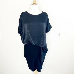 Amadi Mixed Material Blouson Satin Knit Dress